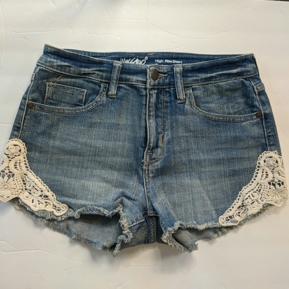 Mossimo Supply Co. Pants - Mossimo High Rise Denim Shorts Crochet Accent